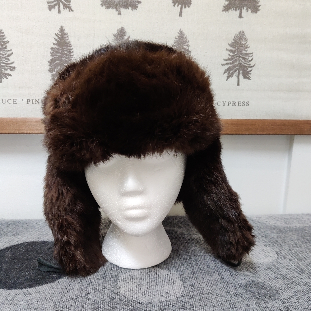 Vintage Soviet Russian Ushanka Full Fur Winter Hat - Authentic USSR - Size 58